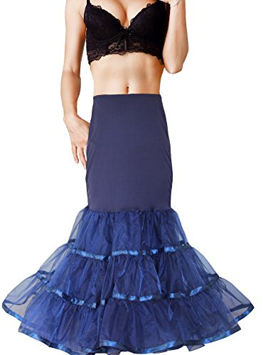 SHIMALY Frauen Meerjungfrau Hochzeit Petticoat Fischschwanz Unterrock Trompete Crinoline für Meerjungfrau Hochzeitskleid Gr. Small-Medium, marineblau