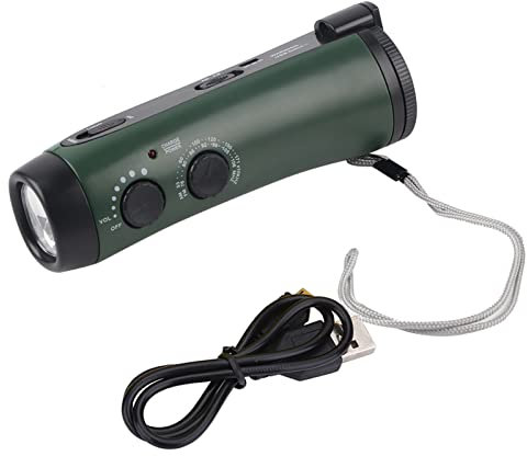 fosa Multifunktions Handkurbel LED Notfall Taschenlampe Camping Taschenlampe Telefon Ladegerät Radio für Outdoor,Außen,Campen(Grün)
