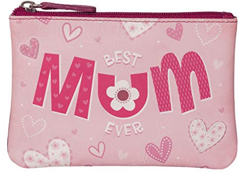 Best Mum Ever Premium Leder Damen Münzgeldbörse, rose, S