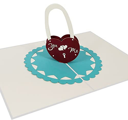 Sweetpopup® 3D Geburtstagskarte für Verliebte | Pop-up Karte Liebe | Glückwunschkarte zum Valentinstag oder Jahrestag | Liebeskarte mit Liebesschloss - 036