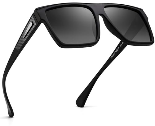 JIM HALO Retro Polarisierte Sonnenbrille Männer Frauen Flat Top Square Brille (schwarzer Rahmen/polarisierte graue Farbverlaufslinse)