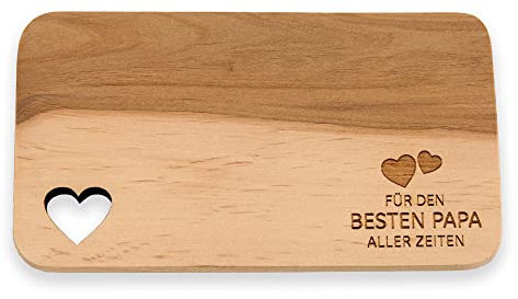 Spruchreif | Frühstücksbrettchen mit Gravur „Bester Papa aller Zeiten“ – Holzbrettchen mit Herzausschnitt | Perfekte Geschenkidee für Papa & Vatertag