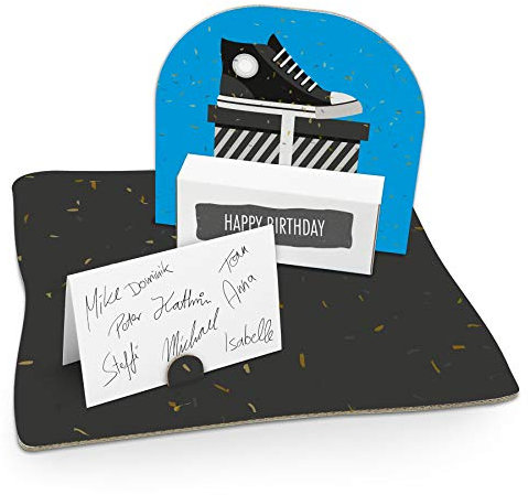 itenga Sneaker Geldgeschenk Gastgeschenk Verpackung Einkaufen Gutschein mit Bodenplatte, Geschenkkarte und Stickerbogen