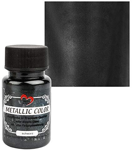 Ideen mit Herz Pintura Metalizada | pintura acrílica manualidades con brillo metálico noble y alta pigmentación de color | 50 ml (negro)