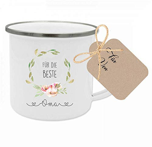Geschenk Tasse Oma mit Spruch “Für die beste Oma” I Das perfekte Geschenk für die Oma I Geschenkidee zum Geburtstag, als Dankeschön und zu Weihnachten I mit Geschenkanhänger
