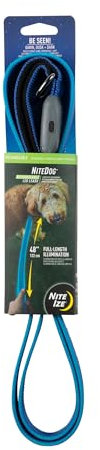 Nite Ize NiteDog Wiederaufladbare LED-Leine, USB-wiederaufladbar, 1,5 m, mit gepolstertem Griff, Blau