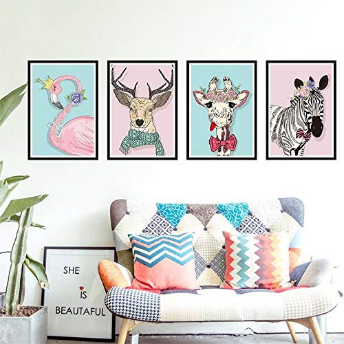 Kids Wall Stickers Personality Wall Sticker Bedroom Children's Room House Background Wall Sticker Wallpaper Self-Adhesive-Nordic Animal Decorative Frame_Extra Large