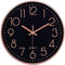 Taodyans Silent Wall Clock 12 In Kitchen Clock Quartz Battery Operated Round Modern Home Decor Clock for Office Class Room Living Room Bedrooms (Black-Rose gold)