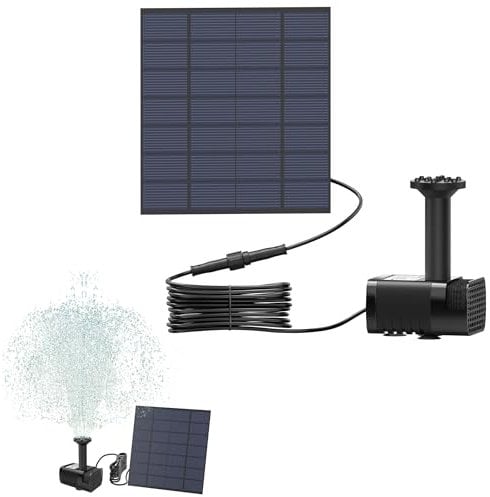 Aufun 1,8W Solarpumpe Teich Springbrunnen Teichpumpe Solar Bürstenlose Solarpumpe Solar Wasserspiel Fontäne Pumpe für Gartenteiche