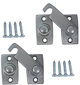 QCAA Solid Brass Shutter Bar/Door Latch, 7/8 x 2-3/32, Satin Chrome, 2 Pack, Made in Taiwan