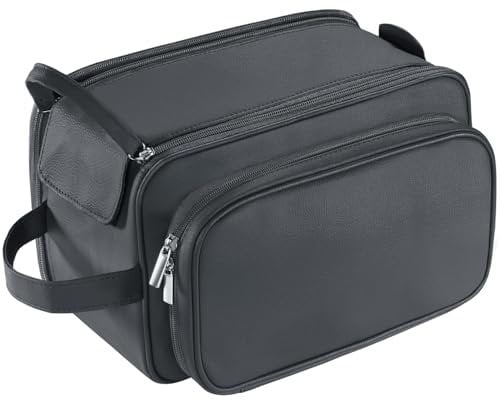 Große Kulturtasche für Herren, PU-Leder, Reise-Kultur-Organizer, Dopp Kit, Wasserabweisende Rasiertasche für Toilettenartikel, Zubehör, Toilettenartikel, Organizer, Kosmetiktaschen, Schwarz, XL,