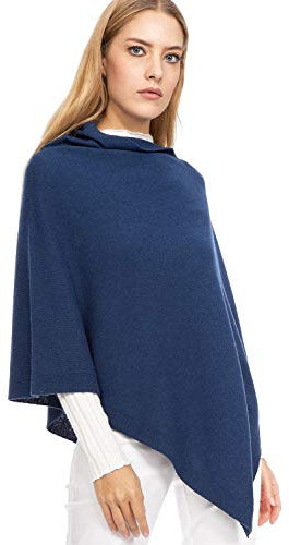 Marine Cashmere - Poncho aus Kaschmir-Mischgewebe für Damen, zart und weich, aus Kaschmir (Blaue Marine)