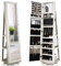 COSTWAY 3-in-1 Jewelry Cabinet, Lockable Jewelry Armoire Storage Unit with Full Length Mirror and Display Shelf, Home Bedroom Dressing Room Cosmetics Jewellery Organiser (360° Swivel White)