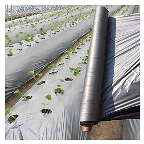 Dimo 1 Unids 0.6m ~ 2m Ancho Plateado Plateado Plantación Negra, 0.012mm Espesor Huerto Árbol Frutal Película De Plástico, Guardia Invernadero Reflective Weed Control Mulch Film