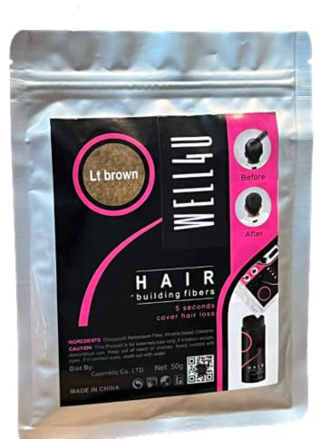 WELL4U Micro-Haarfasern, Haarfüller, Schütthaar, Streuhaar, Haarpuder, Haarpulver, Haarverdichtung, Haare aus der Dose, u.a. (50g, Light Brown)