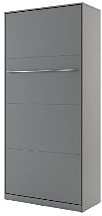Schrankbett Concept PRO Vertikal, Wandklappbett, Bettschrank, Wandbett, Schrank mit integriertem Klappbett, Funktionsbett (90 x 200 cm, Grau, Vertikal)