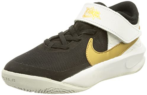 Nike Team Hustle D 10 Basketball Shoe, Black/Metallic Gold-White-Dust, 28.5 EU