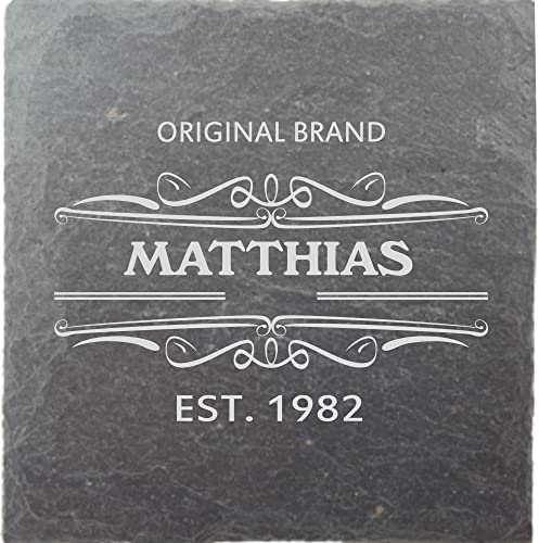 laser-diele Untersetzer Personalisiert – Glasuntersetzer mit Name Graviert – Schieferuntersetzer als Geburtstagsgeschenk – Schieferplatte 10 x 10 cm (Original)