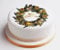 Vintage Traditional Style Gold Poinsettia Christmas Wreath 7 Pre Cut on Decor Icing Sheet Edible Cake Topper - Perfect for decorating your cake!