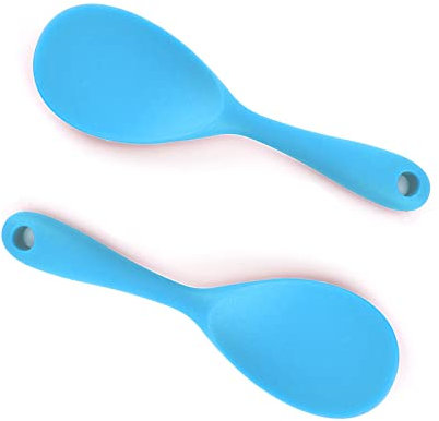 Servierlöffel 2 Stück, Antihaft Reiskocher Reislöffel, Silikon Kochlöffel Für Kartoffelpüree, Reis, Reiskocher (blau)