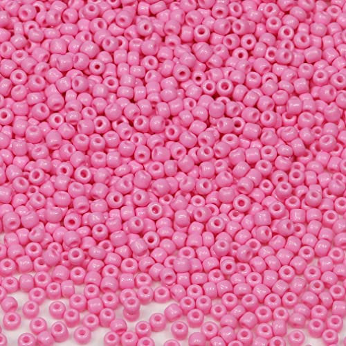 Bala&Fillic Cuentas de semillas de color rosa de 3 mm, alrededor de 3600 unidades/100 gramos en bolsa, cuentas de cristal 8/0 para hacer pulseras, collares y aretes (rosa)