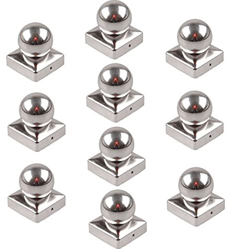 10x Pfostenkappe Edelstahl Abdeckkappe für Pfosten Kugel 121 mm 12x12 cm