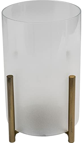 Kare Design Windlicht Pillar, Gold, Kerzenhalter, Zimmer Deko, Dekoration für Wohnzimmer, Schlafzimmer, Hochzeit, Glas, Metall, 25x19x19 cm (H/B/T)