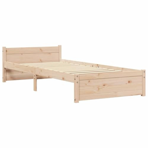 vidaXL Massivholzbett Kopfteil Einzelbett Bettgestell Lattenrost Bettrahmen Schlafzimmerbett Bett Holzbett Schlafzimmermöbel 90x200cm