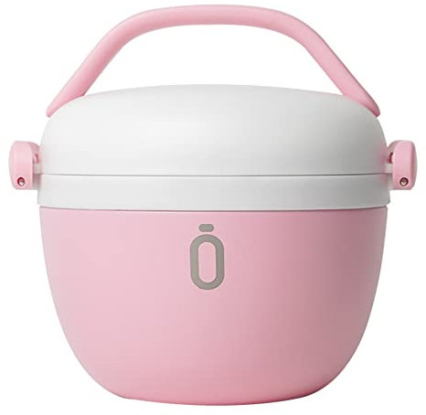 runbott LUNCH - Recipiente de cerámica de acero térmico sin BPA con revestimiento interno de cerámica, 538.6 g (blanco/rosa)
