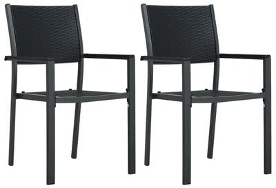 ZQQLVOO Patio Chairs,Patio Dining Chairs,Garden Chairs,Lounge Chairs,Outdoor Deck Chairs,for Lawn,Patio,Balcony,Garden,2 pcs Black Plastic Rattan Look