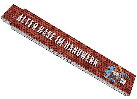 Alter Hase im Handwerk Meterstab aus Holz für Bauarbeiter und Handwerker als humoristischer Zollstock für deinen Werkzeugkasten für deinen Opa oder Papa Lacher in der Werkstatt