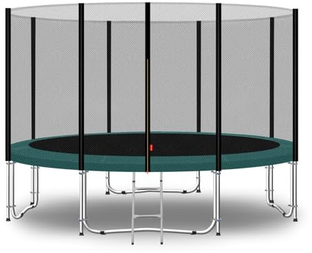Baunsal® Trampolin Outdoor Ø 366 cm (EXD) grün als Komplettset mit Federabdeckung, Sprungmatte, Netz und Leiter - Gartentrampolin Spielzeug für Kinder