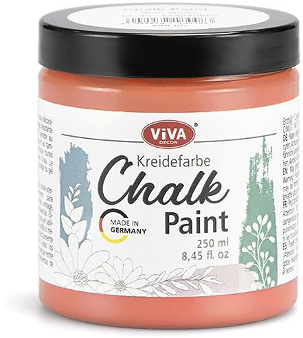 Viva Decor Chalk-Paint - Coral Reef - Rot 250ml - Für Möbel, Wand und Deko, Mattes Finish, Wasserbasiert, Hochpigmentiert, Ideal für Shabby Chic & Vintage Look für Holz & andere Oberflächen