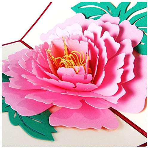 3D Weihnachtskarte 3D-Pop-Up-Karten Valentinstag-Geschenk-Postkarte mit Umschlag-Hochzeits-Einladungs-Grußkarten-Jubiläum for sie Weihnachtskarte (Size : Pink)