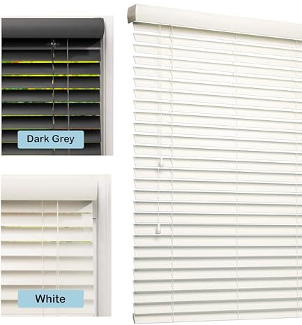 Lister Cartwright 50mm Fauxwood VenetianBlinds Windows Blind Easy Fit Child Safety Included(White, 60 cm Width x 120 cm Drop)
