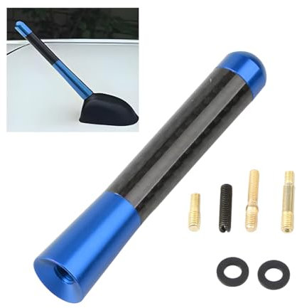 CGEAMDY Car Mini Aerial Short Antenna Mast, Car Antenna 8cm Short Rod Roof Antenna, Carbon Fiber Screw Radio Short Antennas Aerial for Car Modification, Accessories for Radio Reception(Blue)
