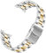 Kai Tian 20mm Konisch Armband Gebogenes Ende Edelstahl Uhrenarmband für Herren Damen Solider Bereitstellungsschnalle Schwarzes Silber