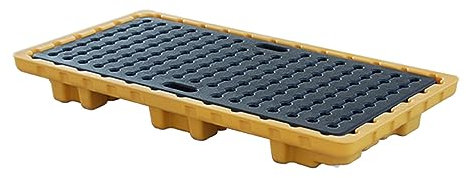Spill Containment Platform, Anti Slip Large Paint Bucket Tray With Drain & Forklift Pockets, Industrial Garage Detachable Leakproof Plastic Pallet (Color : Yellow-1 pack, Size : 51.2x26.8x