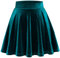 DRESSTELLS Damen Samt Rock Mini Skater Röcke Vielseitige A-Linie Basic Stretch Ausgestellte Casual Faltenrock Turquoise S