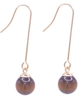 NILUXE DESIGN -Damenohrringe Naturstein - Hängende Ohrringe mit Halbedelsteinen - Ohrringe aus Steinen und Edelstahl - Verschiedene Halbedelsteine Glücksbringer-Anhänger (Tigerauge-Gold)