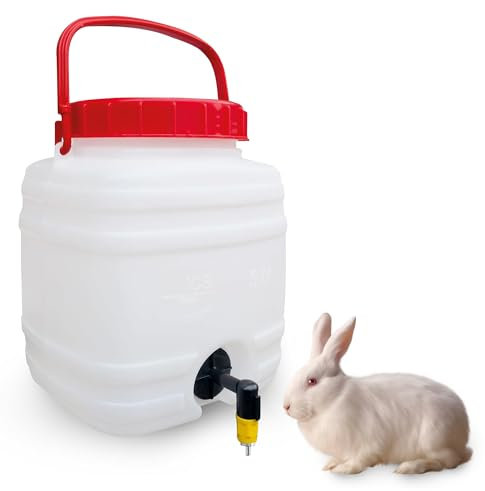 Breker Kaninchen Trinkflasche 5L [inkl. AUFHÄNGEHAKEN] - Nippeltränke für Hamster, Hasen, Meerschweinchen & Kleintiere - mit komfortablem Haltegriff & Nippel - Wasserspender für alle Kleintiere