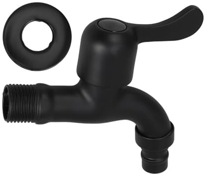 ROMISBABA robinet de machine à laver robinet décoratif de jardin vintage support mural pour robinet robinets de robinet d'eau extérieur robinet d'eau froide Acier inoxydable Black