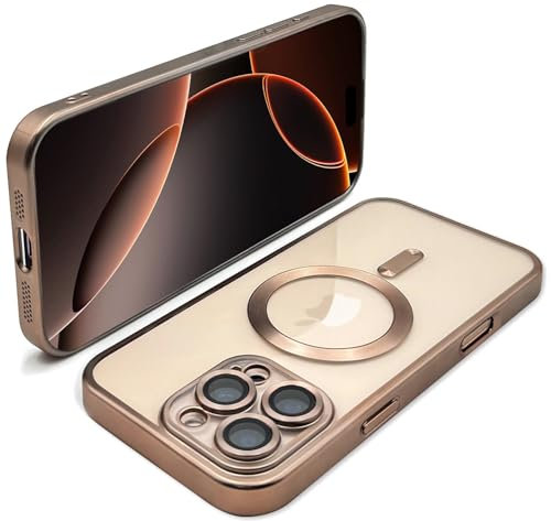 Wörleonline für iPhone 16 Pro Max Hülle, Titan-Farbton, integrierter Kameraschutz, MagSafe kompatible Handyhülle, Titan Wüstensand