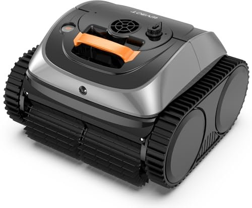 WYBOT C1 Pool Robot with Battery Intelligent Route Planning, Fully Automatic Pool Cleaner Floor, Waterline, and Wall Cleaning, Powerful Triple Motor Runs for 150 Minutes, 150 ㎡-Dunkelgrau&Orange