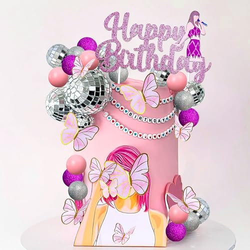 LaVenty Pink Singer Birthday Cake Decoration Party Decorations Birthday Girls Theme Photo Backdrop Party Music Fans Lover Party Supplies