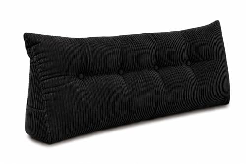 chilly pilley® Stützkissen Cord Rückenkissen Lesekissen Bettkissen Wandkissen Keilkissen Bettstützkissen viele Farben, 120x50x20 (Schwarz)
