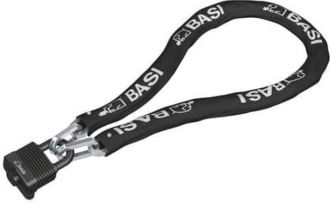 BASI | Stahlkette mit Outdoorschloss | Langlebig und Witterungsfest | Objektschutz | Ideal auch für Fahrräder, Motorräder, Schuppen, Tore, Garagen | 2 Schlüssel