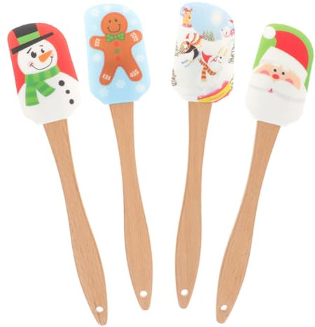 Ciieeo Christmas Cake Spatula Set with Handle Festive Cream Scraper for Baking Frosting and Decorating Cakes Ideal for Holiday Baking and Party Treats