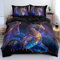 ZZTBQ Lila Drachen Bettwäsche 200x200 3teilig Galaxy Dragon 1 Bettbezug 200x200 cm + 2 Kissenbezüge 80X80 cm, Blau Schwarz Bettwäsche-Sets Polyester Mikrofaser mit Reißverschluss