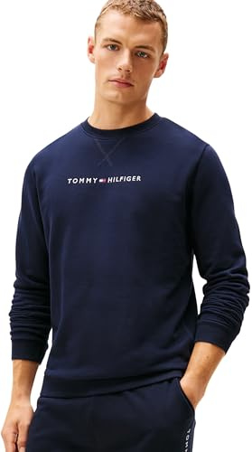 Tommy Hilfiger Herren Sweatshirt Track Top mit Rundhalsausschnitt, Blau (Desert Sky), XL